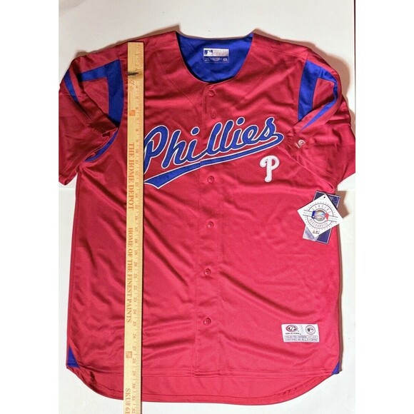 True Fan Philadelphia Phillies Large Baseball Jersey NWT MLB Full Button Sewn On - Picture 1 of 14